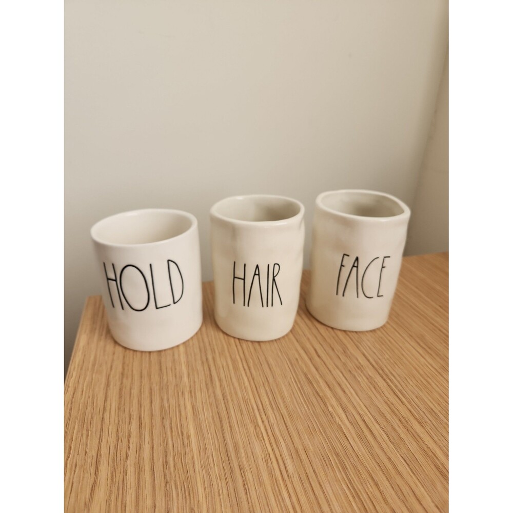 Rae Dunn Set of 3 Ceramic Holders "Hold" "Hair" "Face"